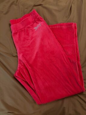 Juicy Couture Velour Lounge Pants with Rhinestone Logo - Hot Pink